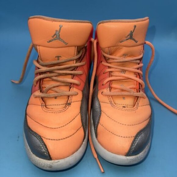 Nike Kids 1Y Jordan 12 Reto Sunrise Basketball Sneakers Orange Pink 510816-601 - Picture 1 of 12